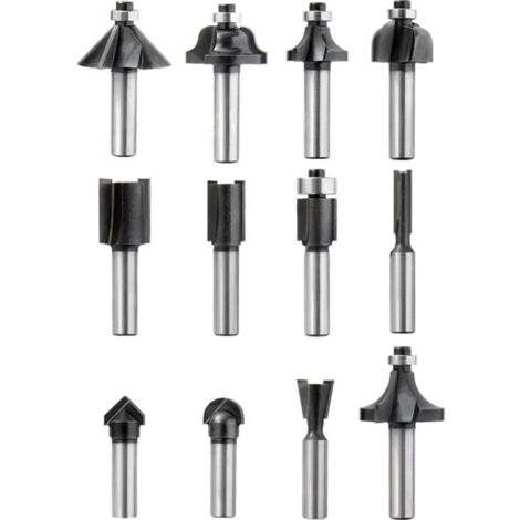 kwb Set di frese da 12 pezzi Ø 8 mm, in metallo duro, con gambo di serraggio preciso e geometria di taglio ottimizzata per una fresatura precisa