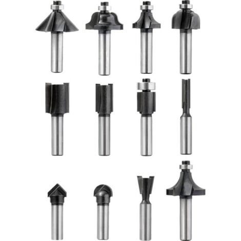 kwb Set di frese da 12 pezzi Ø 8 mm, in metallo duro, con gambo di serraggio preciso e geometria di taglio ottimizzata per una fresatura precisa