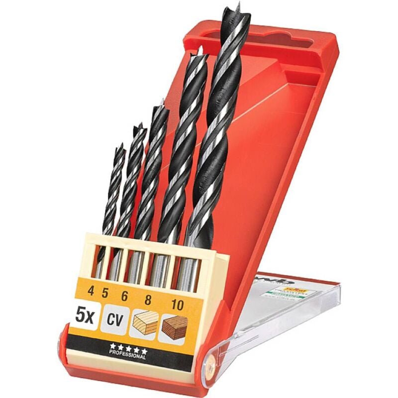 514000 Kit punte a spirale da legno 5 parti 4 mm, 5 mm, 6 mm, 8 mm, 10 mm 5 pz. - KWB