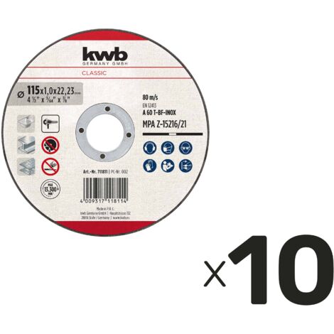 KWB Trennscheibe, 711811, 115x1,0 mm, 10 Stück