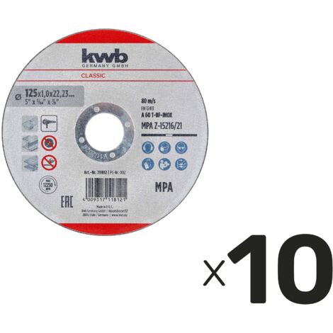 KWB Trennscheibe, 711812, 125x1,0 mm, 10 Stück