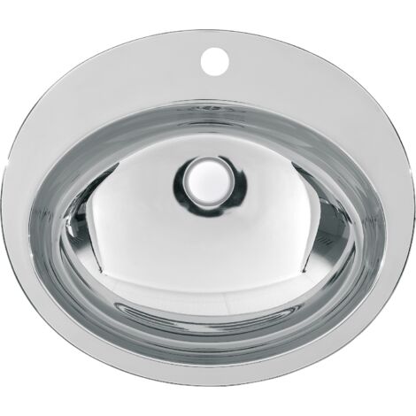 KWC AR Bassin ovale, RONDO, acier inoxydable, 531x159x456 mm, trop-plein, trou pour robinet, montage en surface
