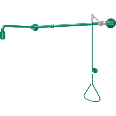 KWC AR Douche d'urgence, barre de traction, zone de porte, vert, eau sur le côté