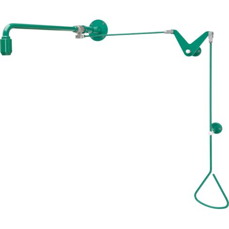 KWC AR Douche d'urgence, tige de traction, zone de porte, vert, eau sortant du mur