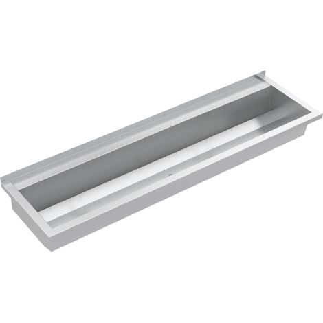 KWC AR Lavabo de comptoir, PLANOX, acier inoxydable, montage mural, 1400x210x442 mm, avec bras de support