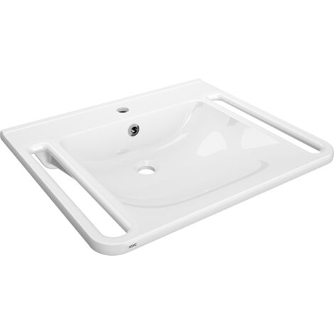 KWC AR Lavabo individuel, MEDCARE, MIRANIT, 650x150x550 mm, blanc, Hl., Ül., Poignée