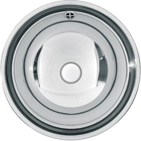 KWC AR Lavabo rond, RONDO, acier inoxydable, 387x155 mm, trop-plein, finition brillante