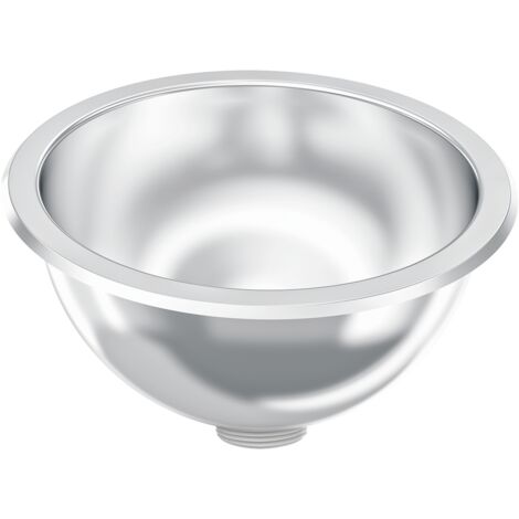 KWC AR Lavabo rond, RONDO, acier inoxydable, finition polie, 233x107 mm, ensemble de vidage
