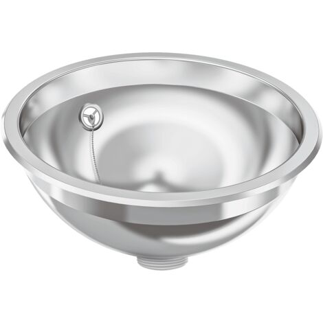 KWC AR Lavabo rond, RONDO, acier inoxydable, poli, 295x119 mm, trop-plein, siphon et trop-plein inclus