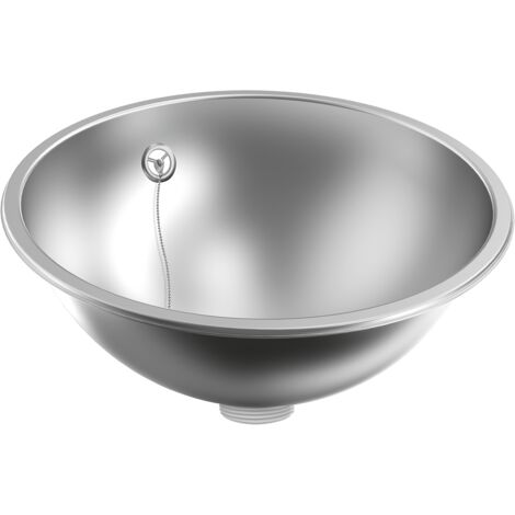 KWC AR Lavabo rond, RONDO, acier inoxydable, sdm, 387x155 mm, trop-plein, évacuation et trop-plein