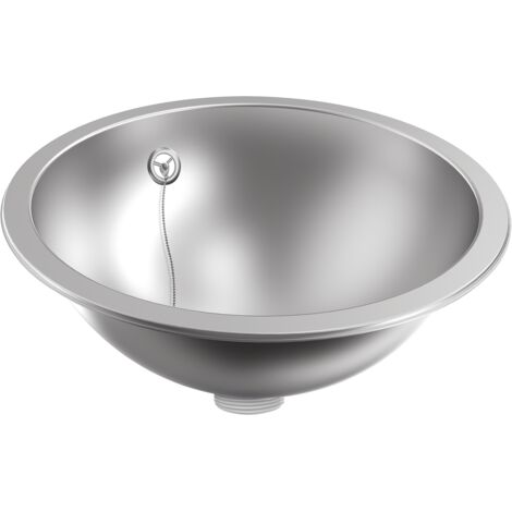 KWC AR Lavabo rond, RONDO, acier inoxydable, sdm, 426x160 mm, trop-plein, évacuation et trop-plein
