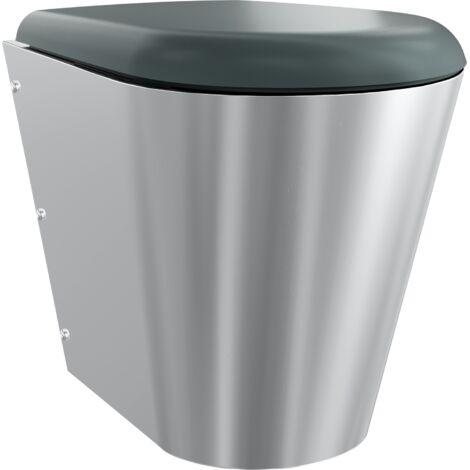 KWC AR T-WC, CAMPUS, acier inoxydable, suspendu au mur, 360x456x500 mm, siège en bois, gris