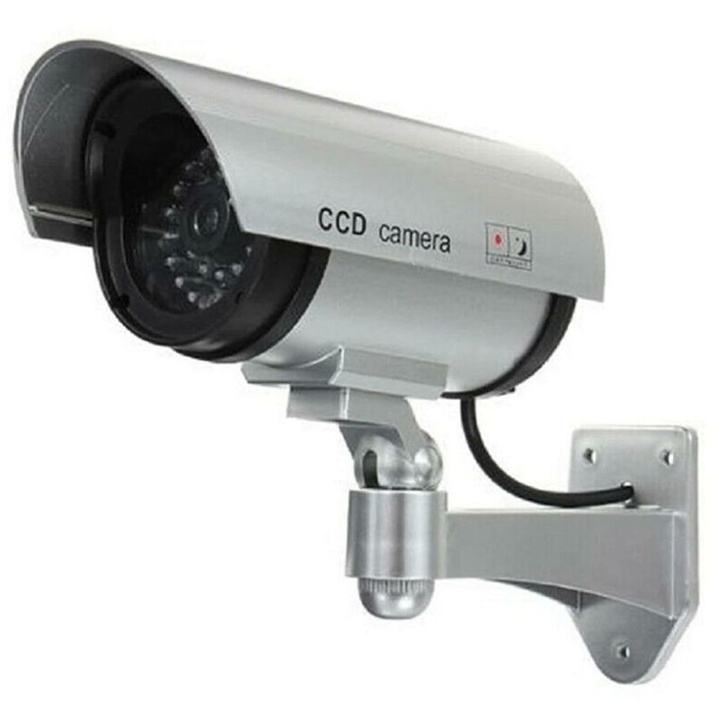 Coavas - kwmobile camera dummy surveillance camera dummy - fake camera with red led light - deceptively real for wall ceiling - requires 2xAA