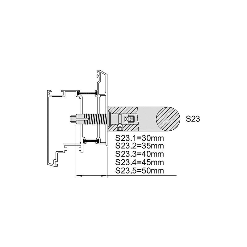 

8B73 pomo de puerta de montaje S23-M8,paraHolz,taco 45 mm - KWS