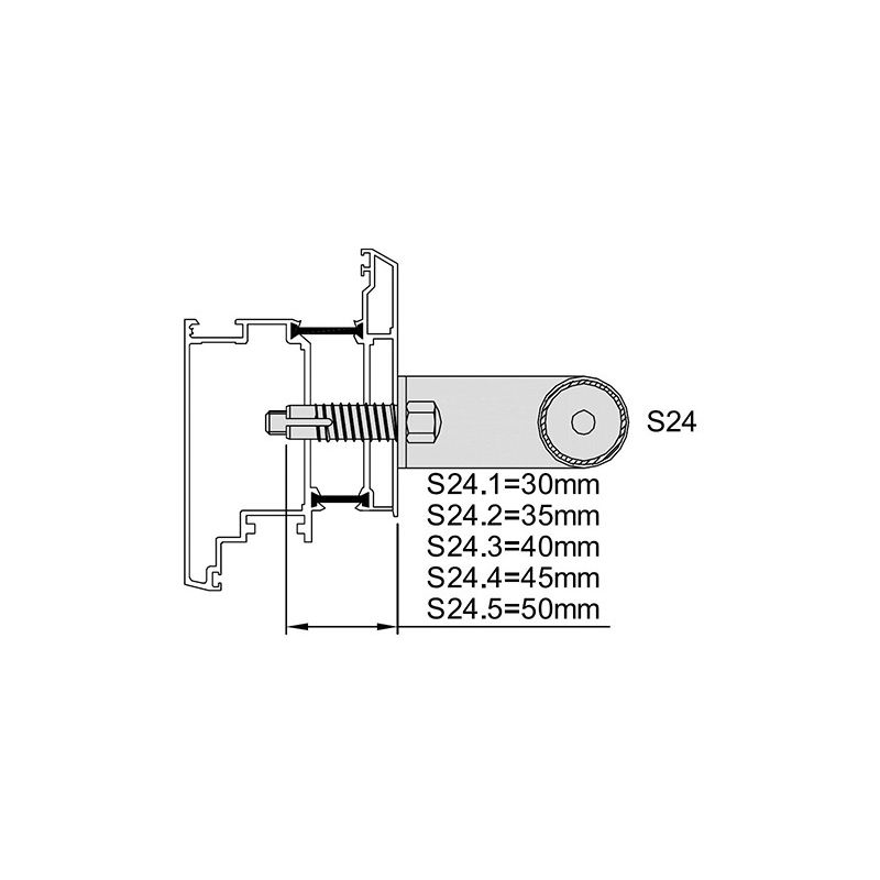 

8B74 pomo de puerta de montaje S24-M8,paraHolz,taco 30 mm - KWS