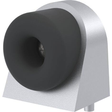 KWS Bodentürpuffer 2028 Aluminium silber - Türstopper mit schwarzem Gummi - Bodenmontage 37x48x50mm - für Türgewicht bis 30 kg