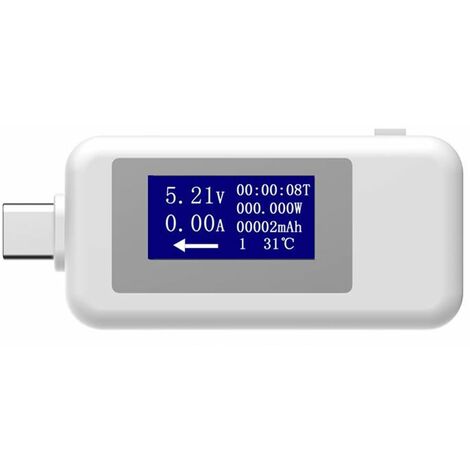 KWS1802C Tester USB Multifuncional Medidor de Corriente Tipo C Pantalla Digital