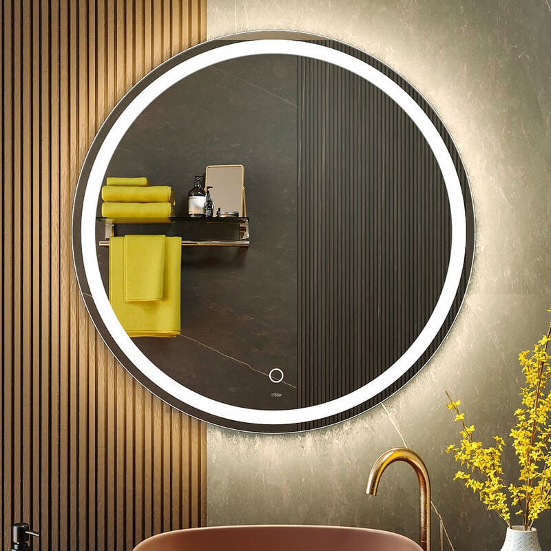 KWW - 70 cm led Salle de Bain Vanity Mirror, Température de Couleur Réglable, Lumière Anti - Brouillard, Facile à Installer, Miroir de Vanité Mural