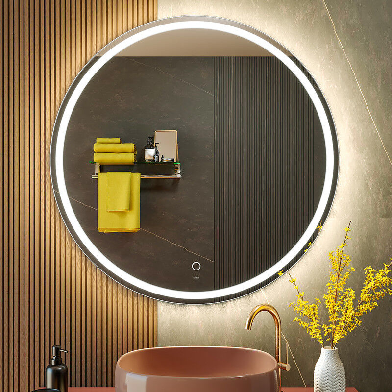 KWW - 90 cm led Salle de Bain Vanity Mirror, Température de Couleur Réglable, Lumière Anti - Brouillard, Facile à Installer, Miroir de Vanité Mural