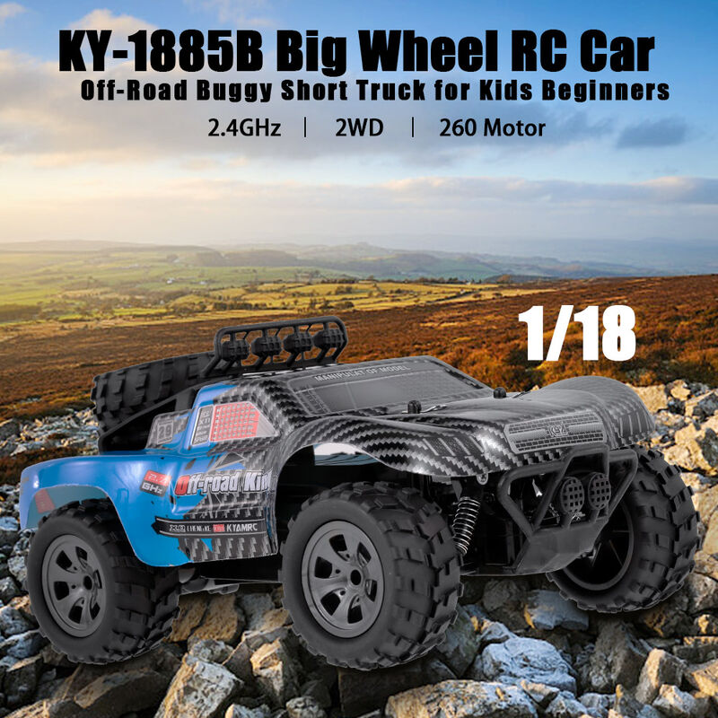 

KYA KY-1885B 2.4GHz 1/18 2WD Big Wheel RC Car Off-Road King Camion corto para ninos principiantes