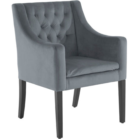 Kylie-Chaise de salle à manger rembourrée en gris velours