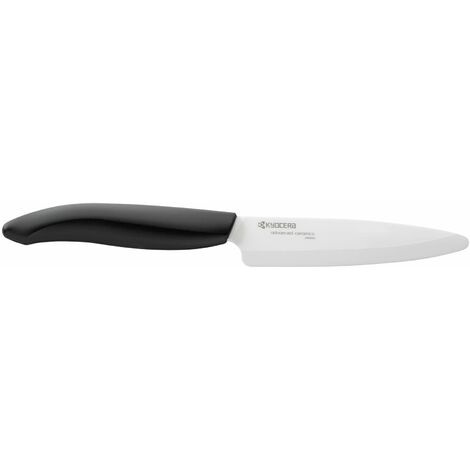 Kyocera FK110WH Coltello Frutta e Verdura, Lama Ceramica Bianca, 110 mm, Manico ABS Nero