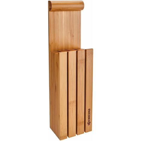 Kyocera KBLOCK4 Blocco Porta coltelli, Acciaio Inossidabile, bambù, 34 cm x 12.3 x 8.0 cm