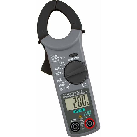 KYORITSU KEW 200 - Pinza Amperometrica Digitale per Misurazione Correnti Alternate , Tensioni Continue e Alternate e Resistenza, Grigio Scuro