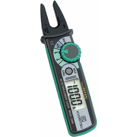 KYORITSU KEW 2300R - Pinza Amperometrica Digitale con Ganasce Aperte per la Misura TRMS di Correnti Continue e Alternate in Conduttori con Diametro Massimo di 10 mm, Grigio Chiaro