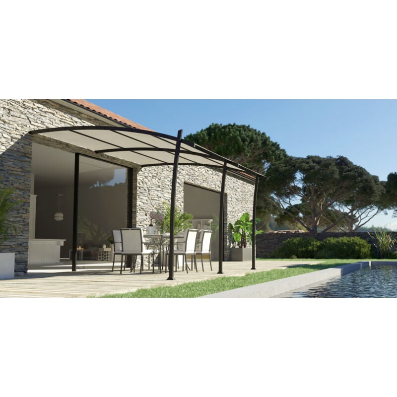 Kyoto - Pergola Adossee 3,5X4M En Aluminium - Structure Seule