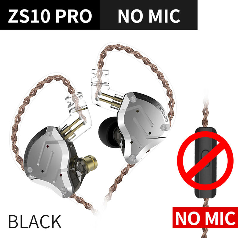 

ZS10 Pro Auriculares internos con cable de 3,5 mm 1DD + 4BA Auriculares hibridos de musica HiFi Auriculares deportivos Cable desmontable de 2 pines,