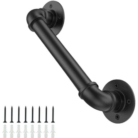 KZQ 1 manija de puerta retro para herrajes de muebles de puerta corrediza de granero, manija de puerta negra de 30 cm