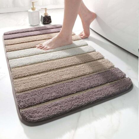 KZQ 1 pieza Alfombra de baño antideslizante 50 x 80 cm, extra suave, lavable a máquina, absorbente de agua, beige