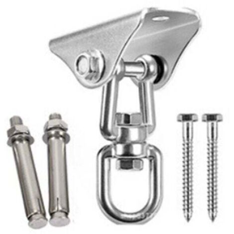 KZQ 1 ud. Gancho de techo robusto y silencioso con rodamiento de bolas. Gancho de techo giratorio 360° de acero inoxidable con tornillos. Para columpios, sillas, hamacas y más.