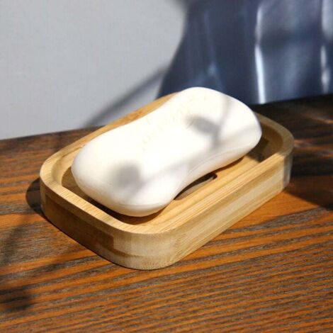 KZQ 1 x Jabonera de madera de bambú natural para guardar esponjas y accesorios en el baño y la cocina.