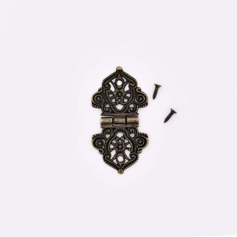 KZQ 10 bisagras decorativas de aleación de zinc para muebles y joyeros (bronce)