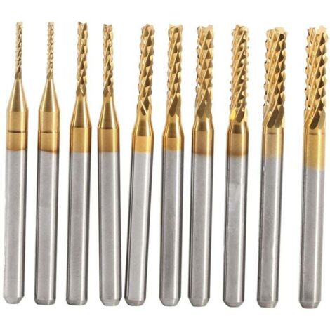 KZQ - 10 brocas de carburo para grabado y tallado, 0,8-3,17 mm