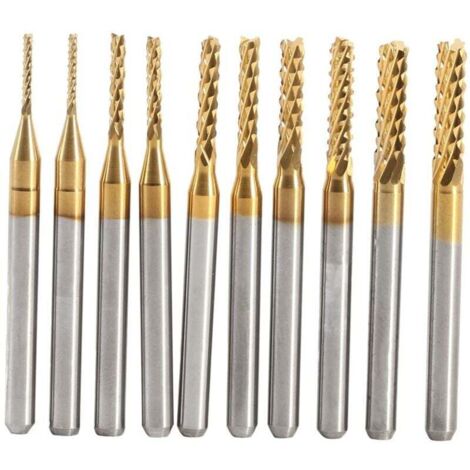 KZQ 10 brocas de grabado de carburo cementado para fresado de extremos, herramientas de tallado, fresa de extremo de 0,8-3,17 mm