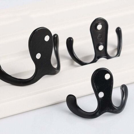 KZQ 10 ganchos de pared para colgar abrigos, ganchos dobles con tornillos para baño o cocina, 55 x 41 mm, 13 g
