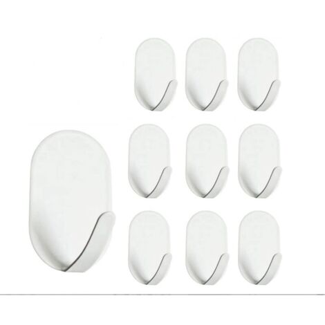 KZQ 10 ganci adesivi bianchi per parete bagno, antiruggine, autoadesivi, non necessitano di foratura (bianco)
