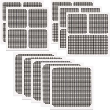 KZQ - 10 parches autoadhesivos de fibra de vidrio para reparación de mosquiteras, para ventanas y puertas (negro)