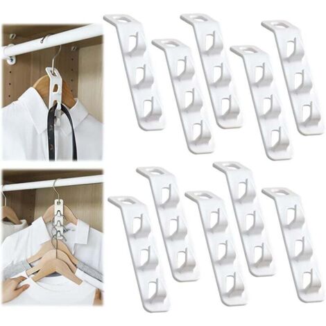 KZQ - 10 perchas ahorradoras de espacio, ganchos para ropa, perchas ahorradoras de espacio, perchas en cascada para organizar armarios
