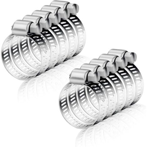 KZQ 10 pezzi fascette stringitubo regolabili da 16-25 mm, fascette per condotti in acciaio inossidabile, fascette per condotti, cappe aspiranti, fascette per ventole.