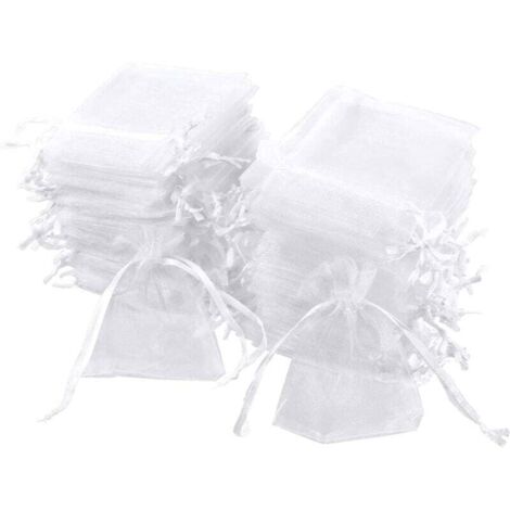 KZQ 100 bolsas blancas de 7 x 9 cm, bolsas de organza para regalo, bolsas para joyería, bolsas de lavanda, recuerdo de boda