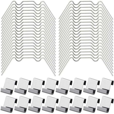 KZQ 100 clips para acristalamiento de invernadero. Incluye 50 abrazaderas de acero inoxidable tipo W y 50 clips para vidrio de invernadero tipo Z.