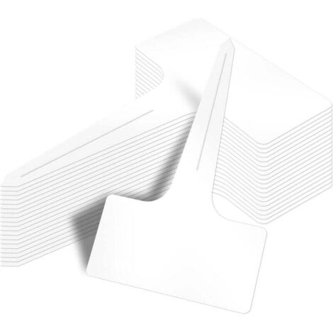 KZQ 100 etiquetas para plantas tipo T, de plástico grueso e impermeable, para viveros, 6 x 10 cm (blancas)