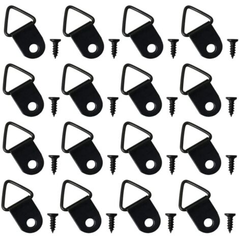 KZQ 100 ganci per quadri, non richiede foratura, ganci ad anello a D in metallo per fissare cornici e specchi, decorazione da parete (nero)
