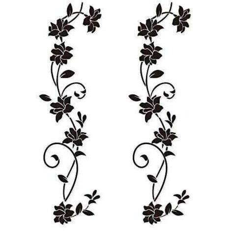 KZQ 105 x 30 cm 2 juegos de pegatinas de pared de PVC con diseño de flores de vid negras para dormitorio infantil, sala de estar, oficina, restaurante, tienda, decoración