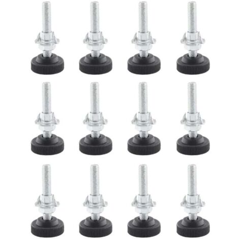 KZQ 12 gambe regolabili per mobili, gambe regolabili M8 x 50 mm, gambe regolabili per mobili in acciaio inossidabile con dado di bloccaggio, dado a griffe e trapano per metallo M10