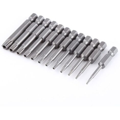 KZQ 12 pezzi set di punte per cacciavite a testa esagonale da 1/4", punte per cacciavite di sicurezza Torx con gambo esagonale, punte per cacciavite a stella